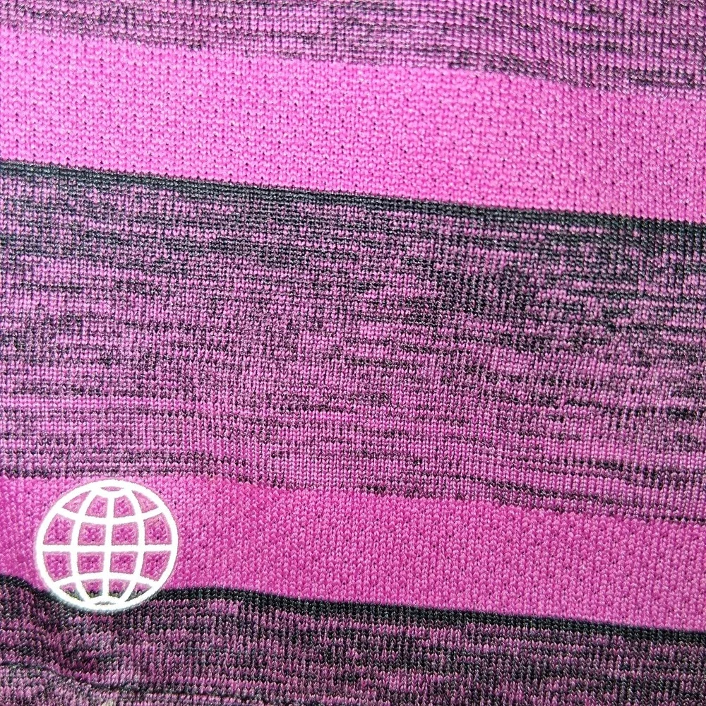 Adidas Men Performance Breathable Short Sleeve Pink Black stripe Polo Shirt XL